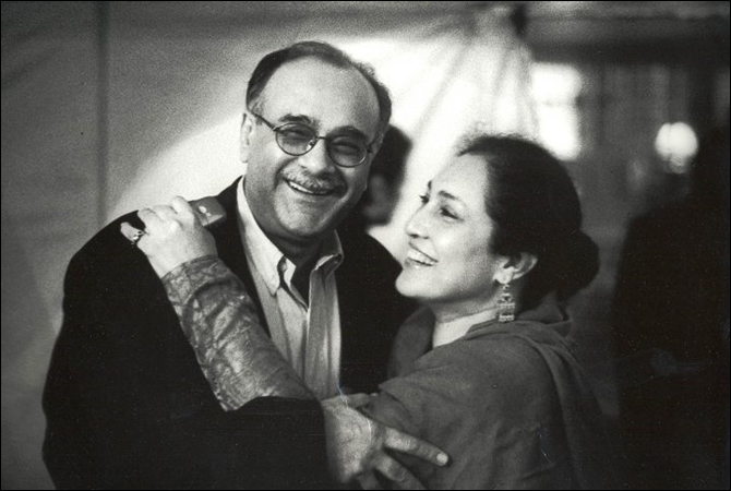 A picture of Najam Sethi and his wife shared by Mira on her Facebook account.