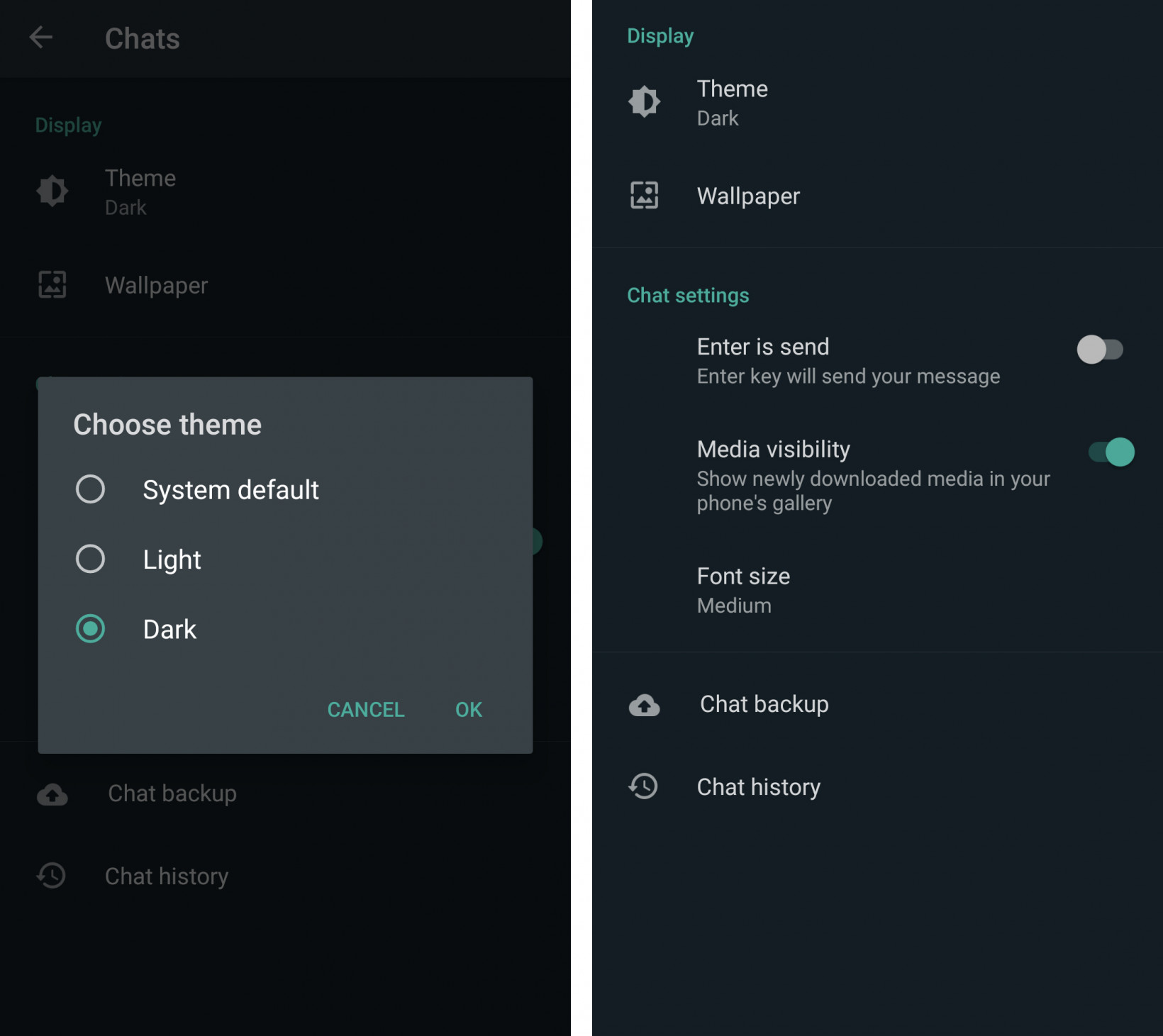 WhatsApp Dark Mode enable