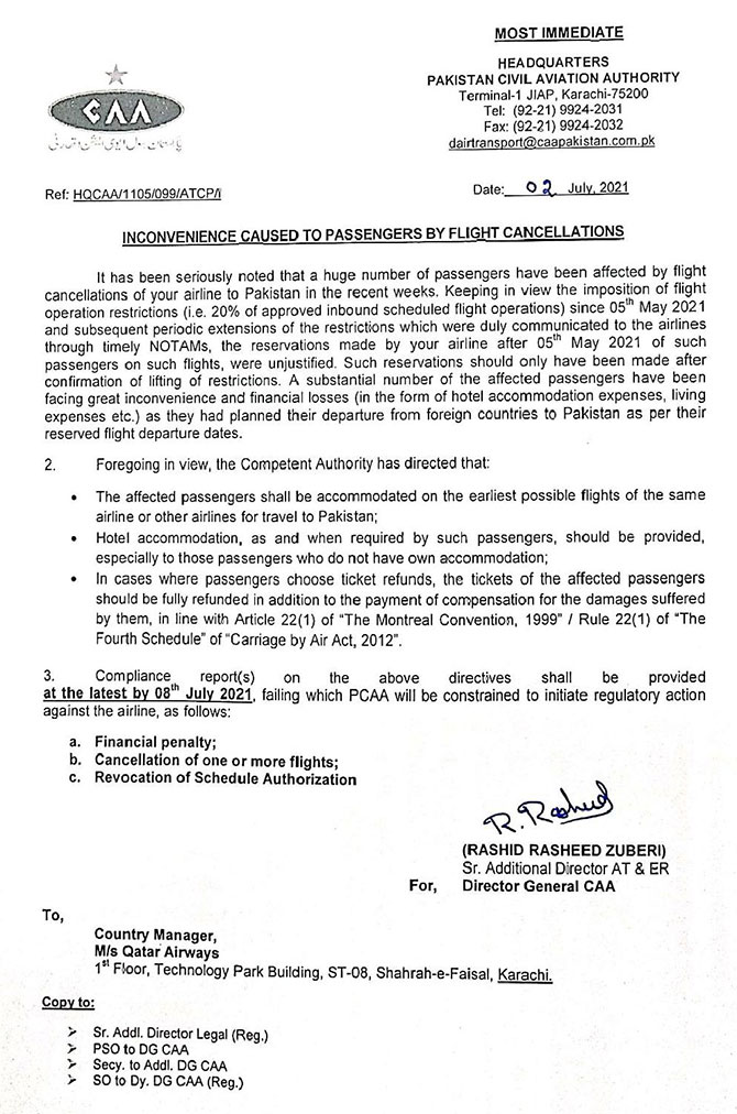 flights cancellation caa notice foreign airlines ticket refund