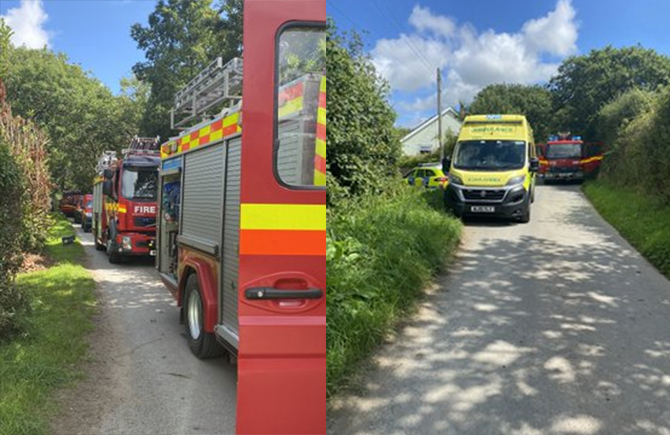 cat meows rescuers injured woman ravine england